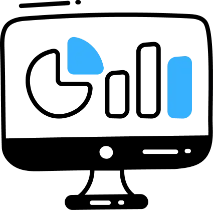 monitor with analytics charts